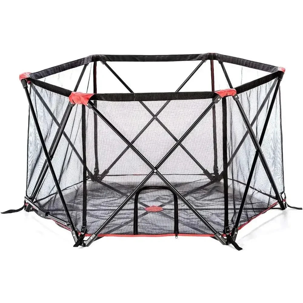 Portable Dog Play Yard Foldable Steel Frame Easy Access Pet Pen Water Resistant and Safe Containment Solution