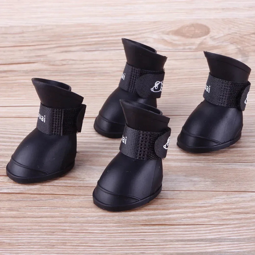 4PCS/SET Dog Boots for Small Dogs Summer Pet Dog Shoes Waterproof Pet Rain Shoes for Dog Puppy Rubber Boots Durable Shoes