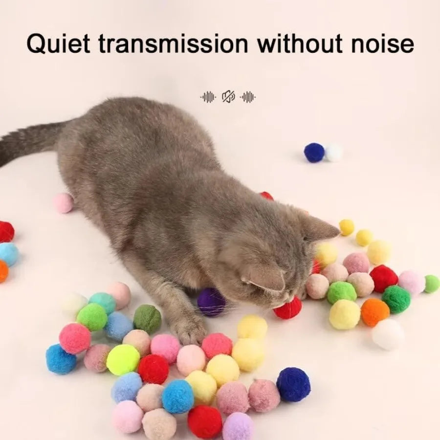 Interactive Teaser Gun for Cats Cat Toy with Silent Polyester Elastic Plush Ball 100PCS Launcher for Boredom Relief