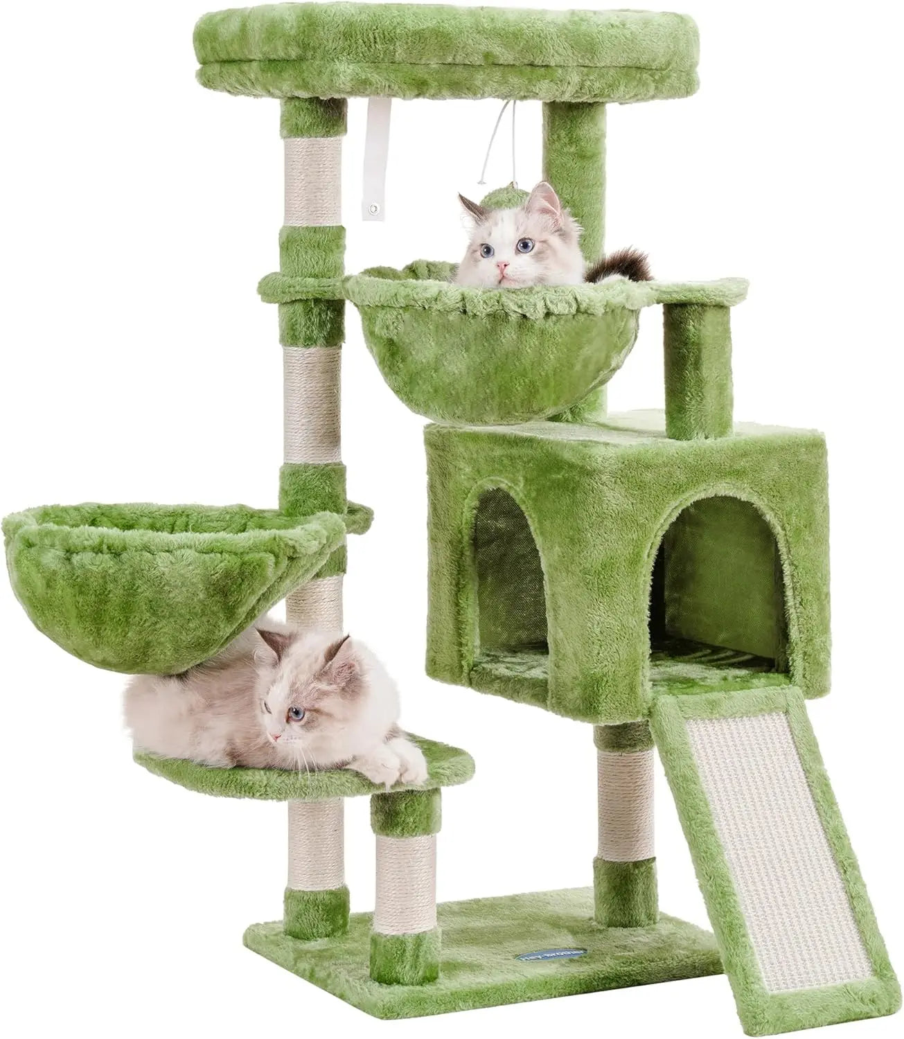 Cat Tower for Indoor Cats, Cat House with Large Padded Bed, Cozy Condo, Hammocks