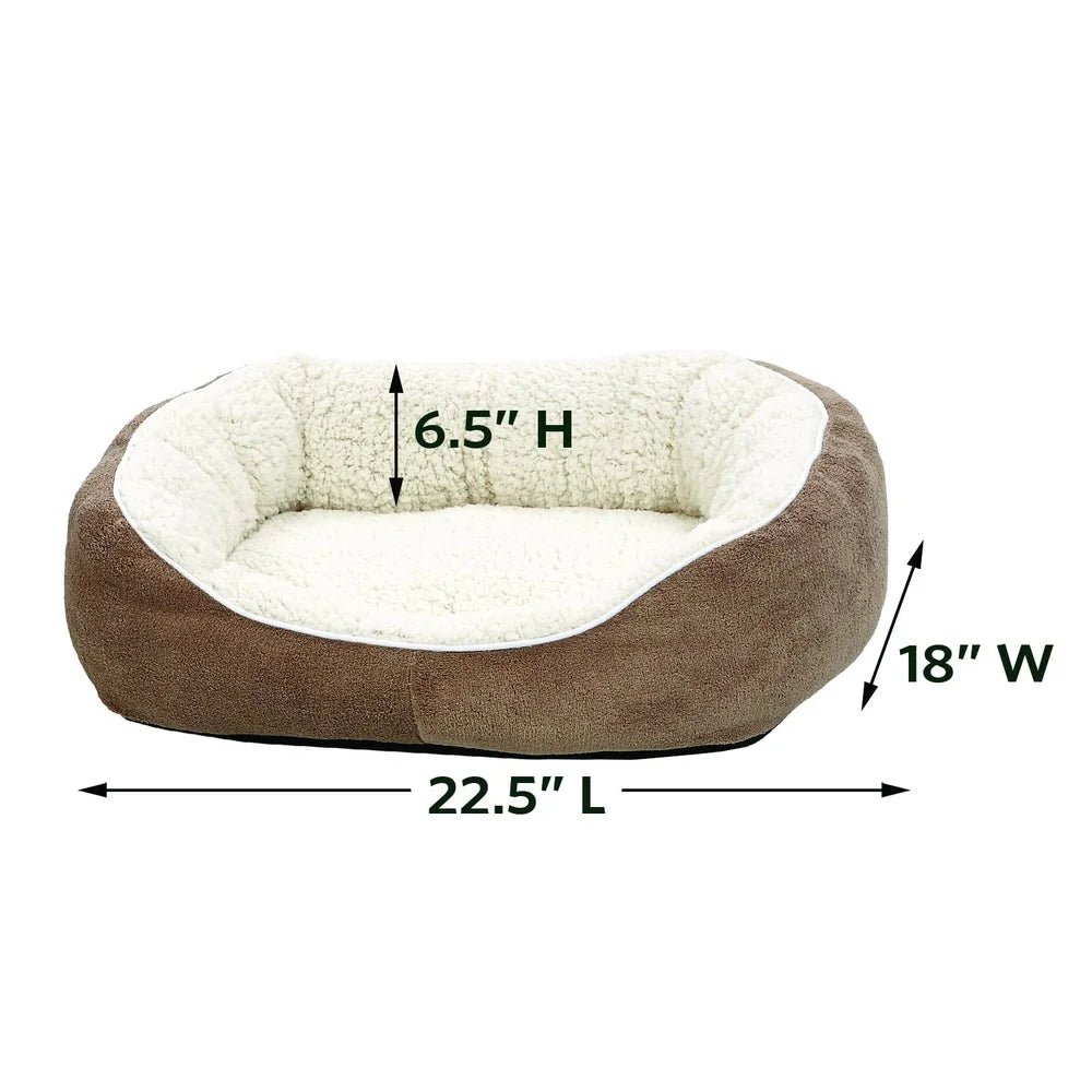 Ultra-Soft Fleece Cuddle Pet Bed Small Dogs and Cats with Thick Cushioned Base and Oversize Bolsters Machine Washable