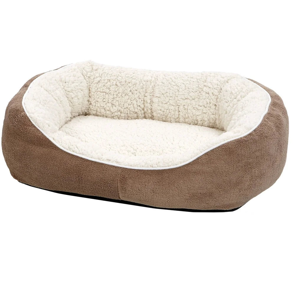 Ultra-Soft Fleece Cuddle Pet Bed Small Dogs and Cats with Thick Cushioned Base and Oversize Bolsters Machine Washable