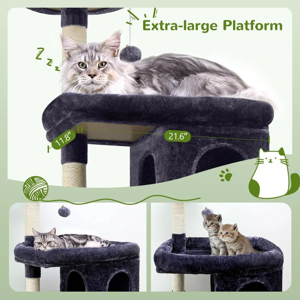 Sturdy Maine Coon Cat Tree for Large Cats Over 20 lbs, 72-inch Heavy Duty Cat Tower