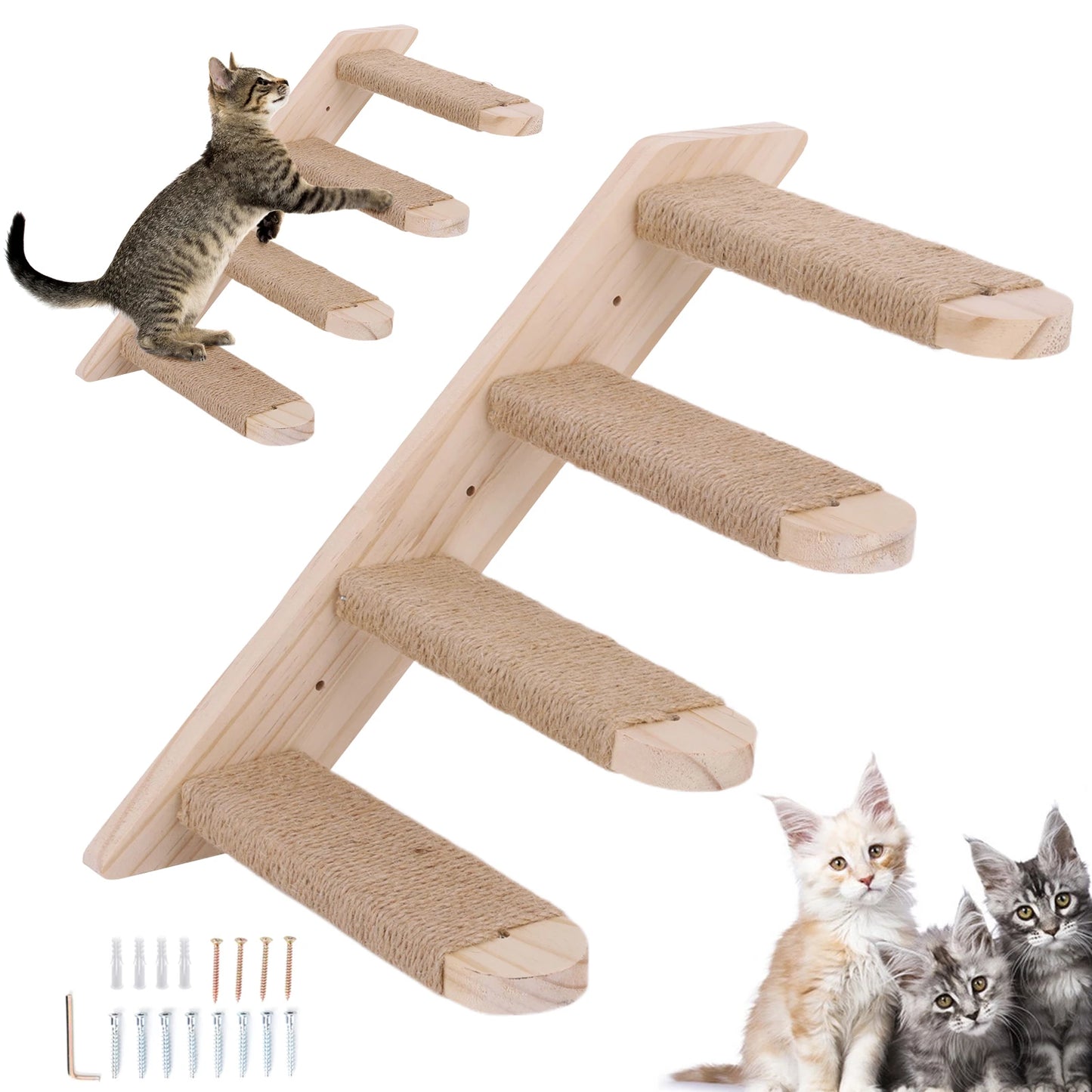 Cat Wall Shelves Wall Mounted Cat Wall Steps Four Step Cat Climbing Frame for Cats Perch Shelves