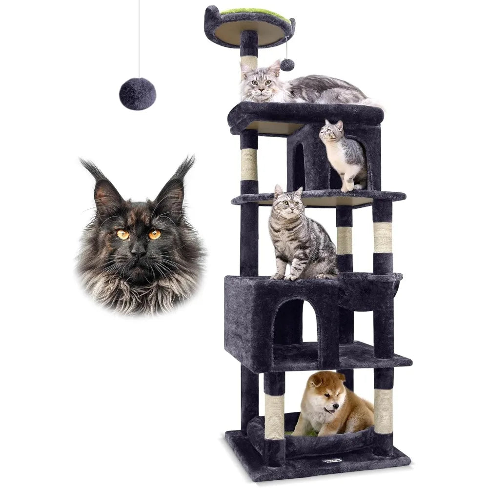 Sturdy Maine Coon Cat Tree for Large Cats Over 20 lbs, 72-inch Heavy Duty Cat Tower