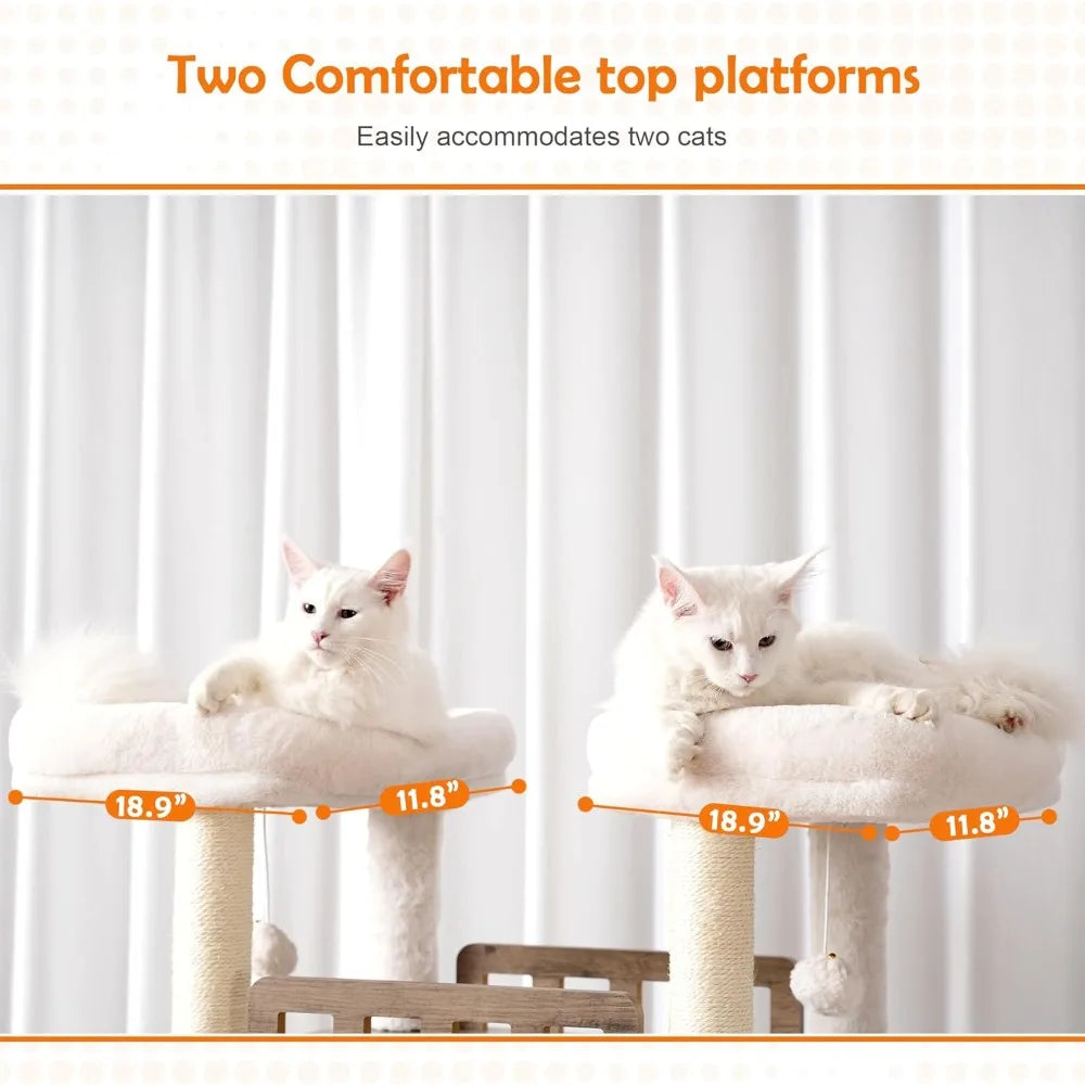 Cat Tree for Maine Coon with Litter Box Enclosure, 72-inch Wooden Cat Tower for Indoor Cats Large Adult, Big Condo