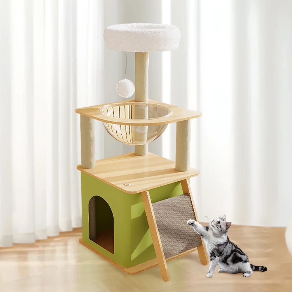 Cat Climbing Frame with Cat Condos Cat Scratchers Space Capsule Cat Tree Tower Cat Scratching Posts for Indoor Cats Large Adult