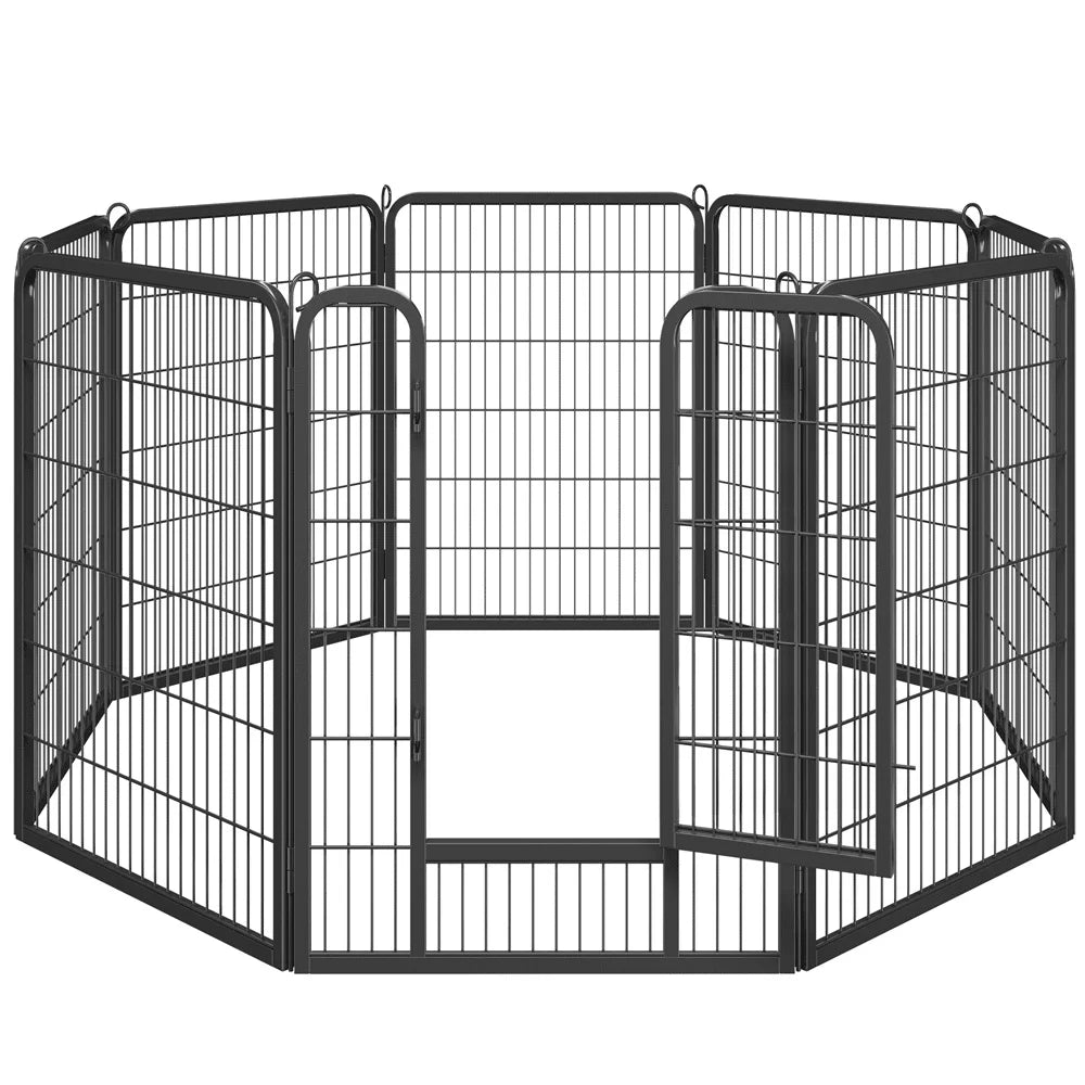 40 Inch High Dog Playpen 16 Panels Indoor Outdoor Heavy Duty Iron Easy Assembly Flexible Shapes Safe Enclosed Area