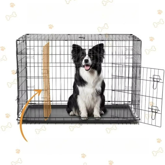 Free Shipping Dog Crate, 36 Inch Medium Double Door Dog Cage with Divider Panel and Plastic Leak-Proof Pan Tray