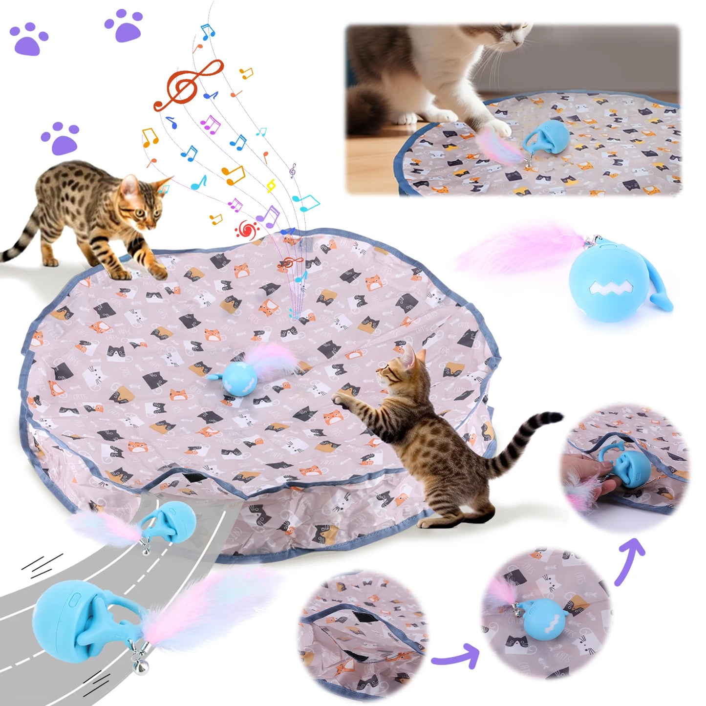 Interactive Cat Toy Wear Resist Mouse Catching Game Reusable Automated Cat Hunting Toy for Pet Hide and Seek Game Accessories