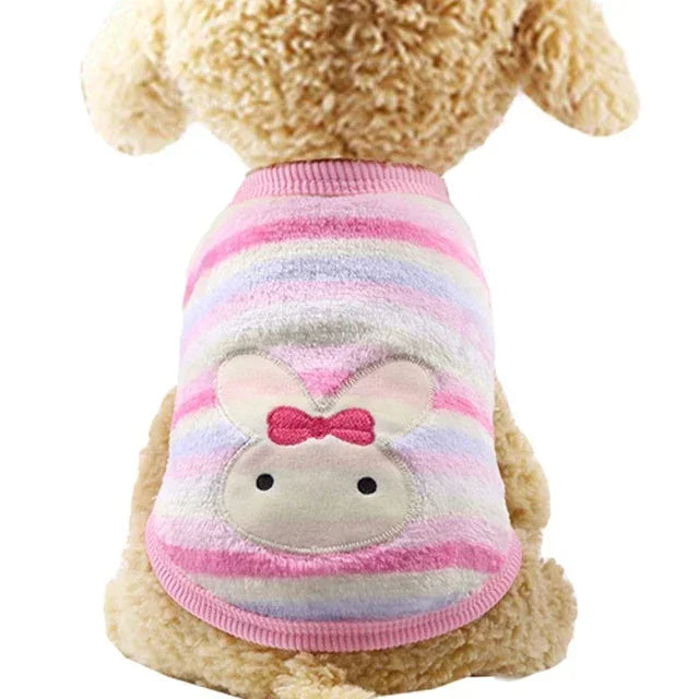 Cartoon Fleece Pet Cat Clothes Winter Warm Pet Dog Vest Puppy Cat Sweater Dog Clothes For Small Dogs Cats Coat Jacket Pet Outfit