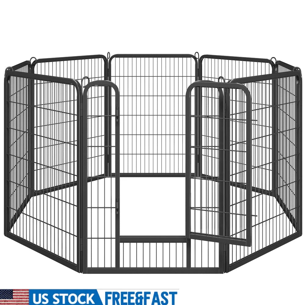 40 Inch High Dog Playpen 16 Panels Indoor Outdoor Heavy Duty Iron Easy Assembly Flexible Shapes Safe Enclosed Area