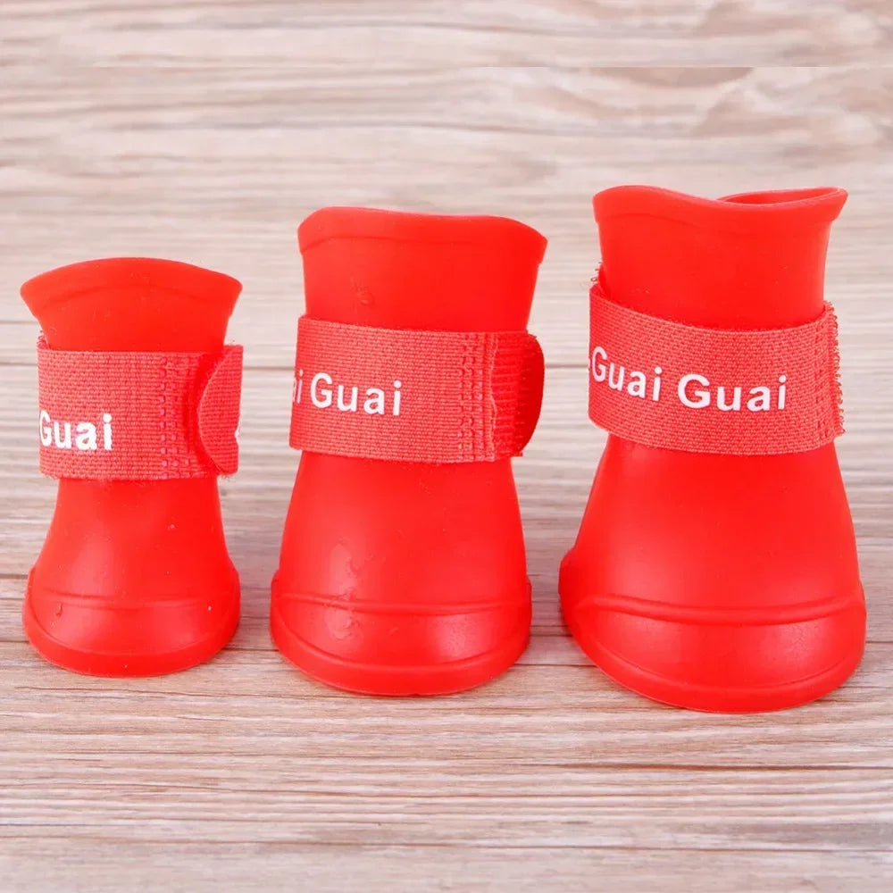 4PCS/SET Dog Boots for Small Dogs  Summer Pet Dog Shoes Waterproof Pet Rain Shoes for Dog Puppy Rubber Boots Durable Shoes