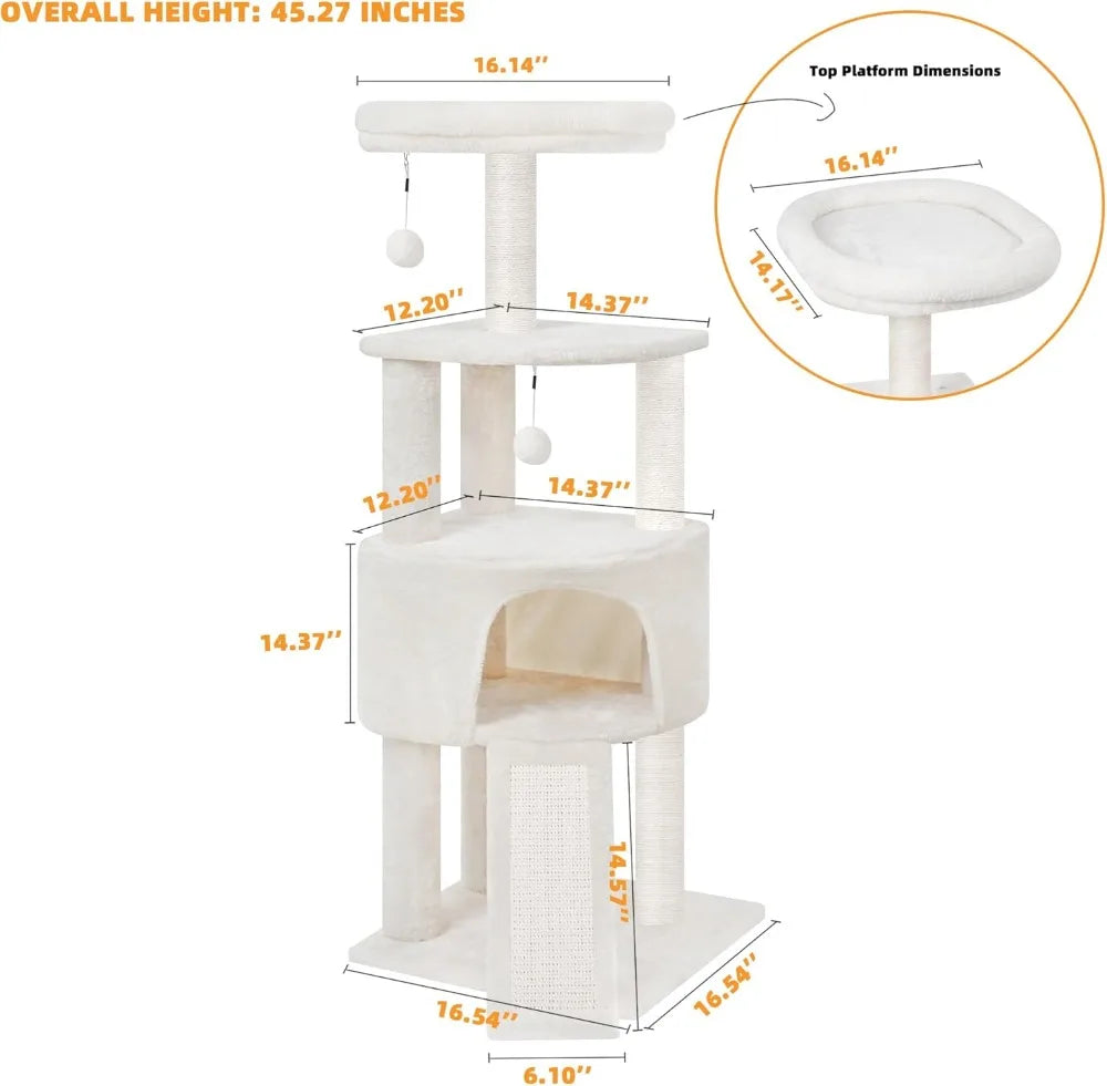 Cat Tree Tower with Big Condo for Indoor Kitten,Cat Tower with Scratching Post,Scratching Board and Cat Toys
