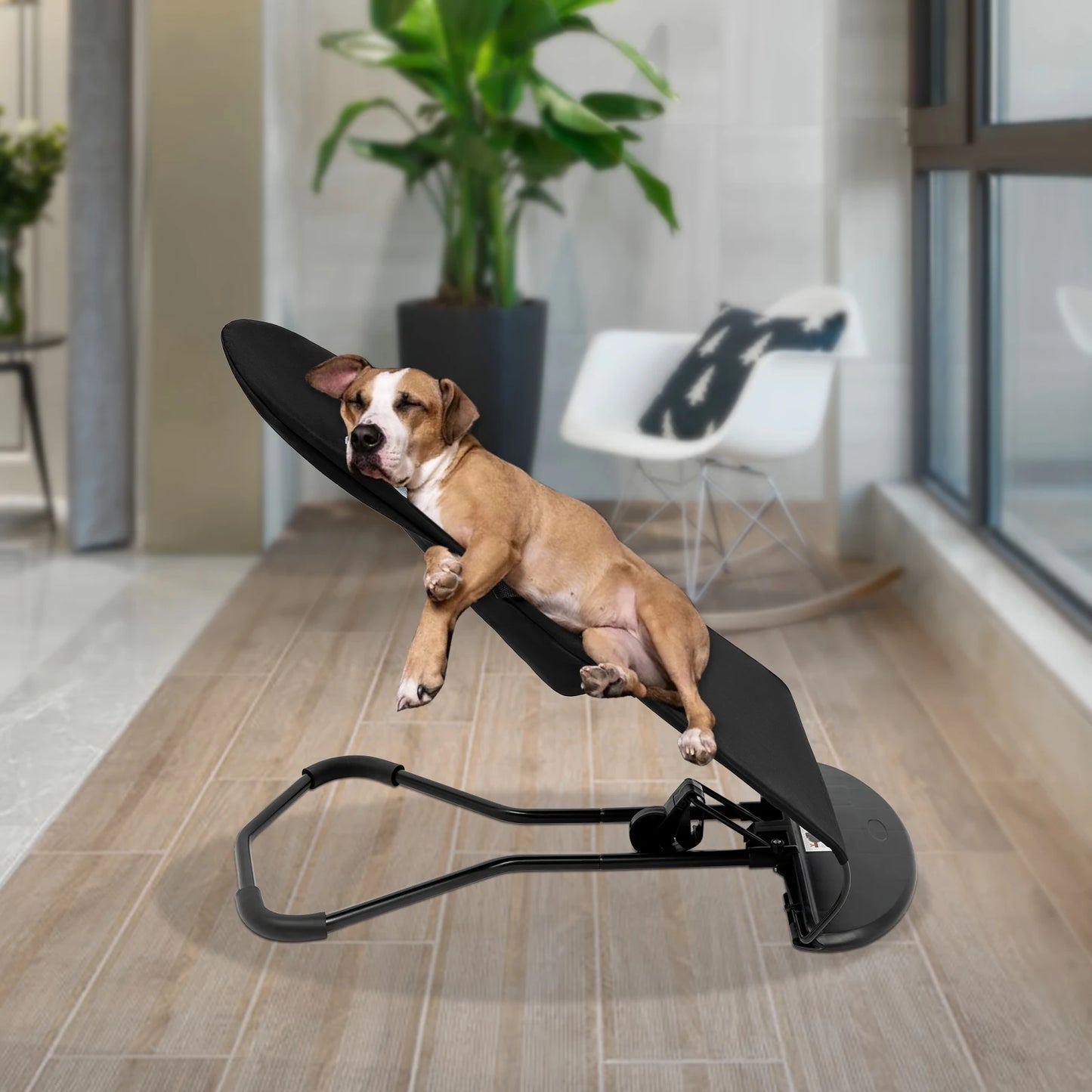 Black Pet Rocking Chair Hardcover Fabric Rocking Chair Folding Rack Portable Foldable Pet Rocker Bed For Pets Less Than 33.07 Lb