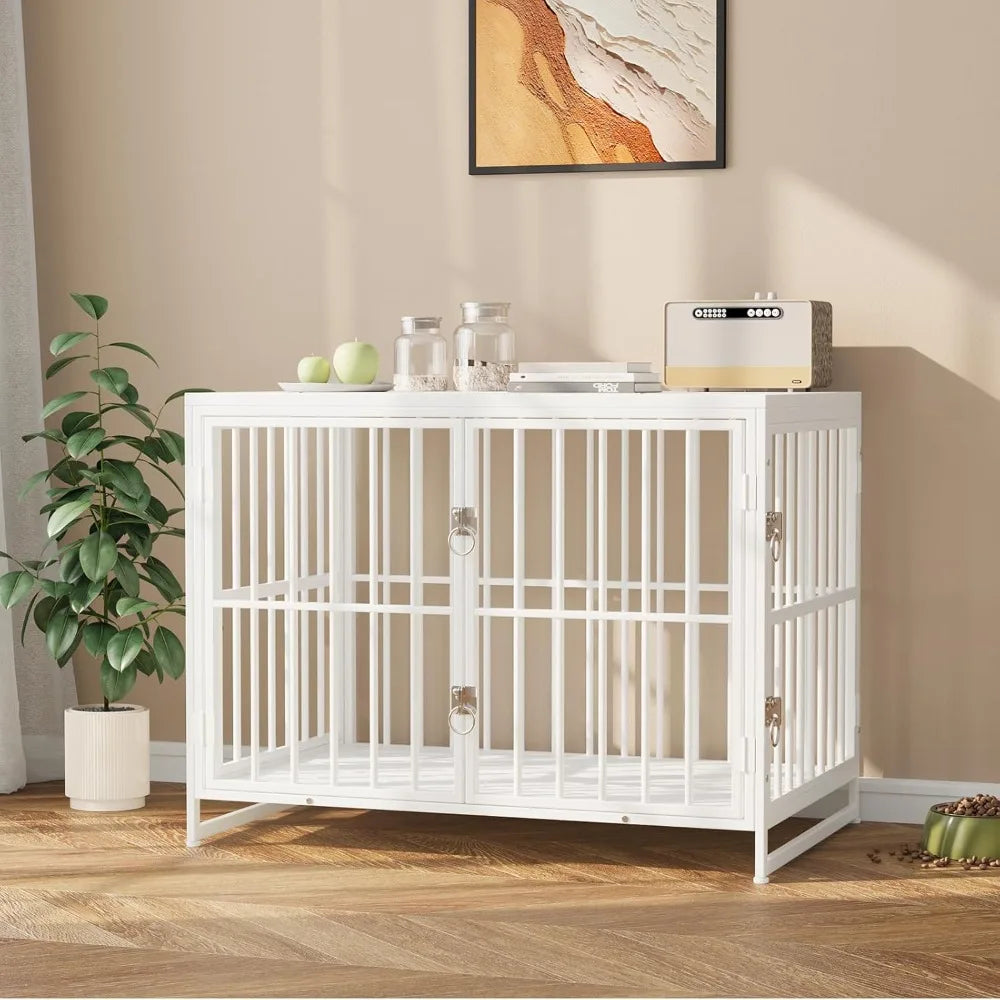 38 Inch Heavy Duty Dog Crate Furniture, Decorative Dog Kennel End Table, Wooden Pet House Indoor, Double Door with Double Door