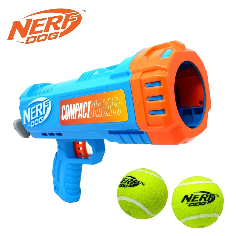 Compact Tennis Ball Launcher Dogs with 2 Balls Hands-Free Pickup Portable 40ft Fetch Toy Easy to Use Chewable Waterproof