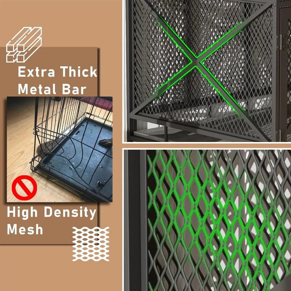 Masterpiece Dog Crate Furniture, Dog Kennel For Small Medium Large Breed, Heavy Duty 43" Large Corner Dog Crate, Indoor Pet Cag