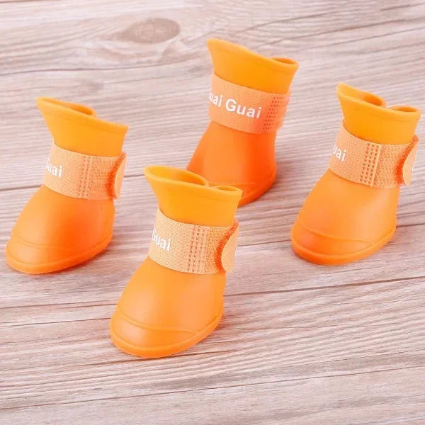 4PCS/SET Dog Boots for Small Dogs  Summer Pet Dog Shoes Waterproof Pet Rain Shoes for Dog Puppy Rubber Boots Durable Shoes
