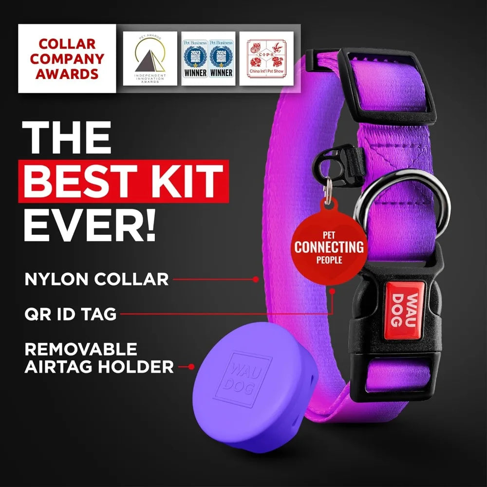 Airtag Dog Collar Nylon Dog Collar with Airtag Holder - Adjustable for Large Dogs, Small & Medium Dogs - Breakaway Puppy Collars
