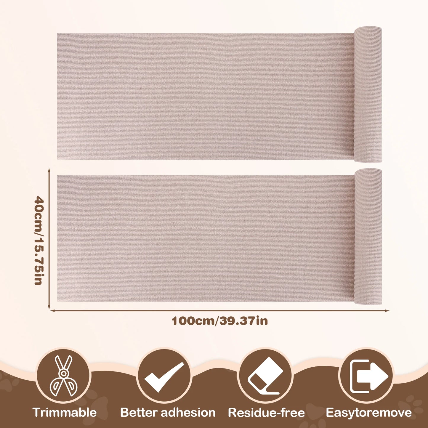 2Pcs Cat Scratching Mat Furniture Protector Trimmable DIY Cat Scratching Pad Cat Climbing Wall for Couch Sofa Furniture Protect