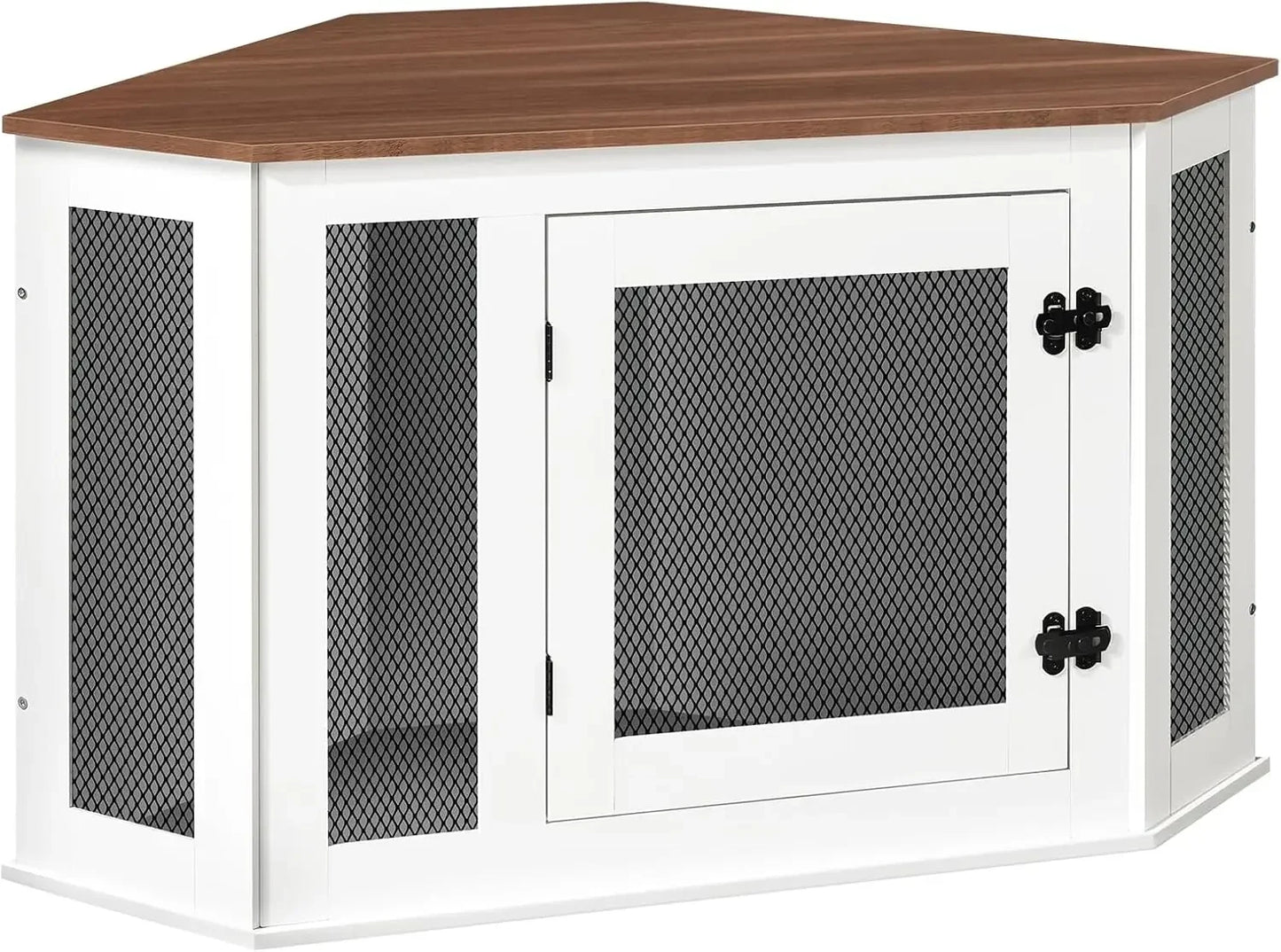 Corner Dog Crate Furniture, Wooden Dog Kennel End Table, Decorative Pet Crate Indoor Use,Dog House for Small Medium Dog