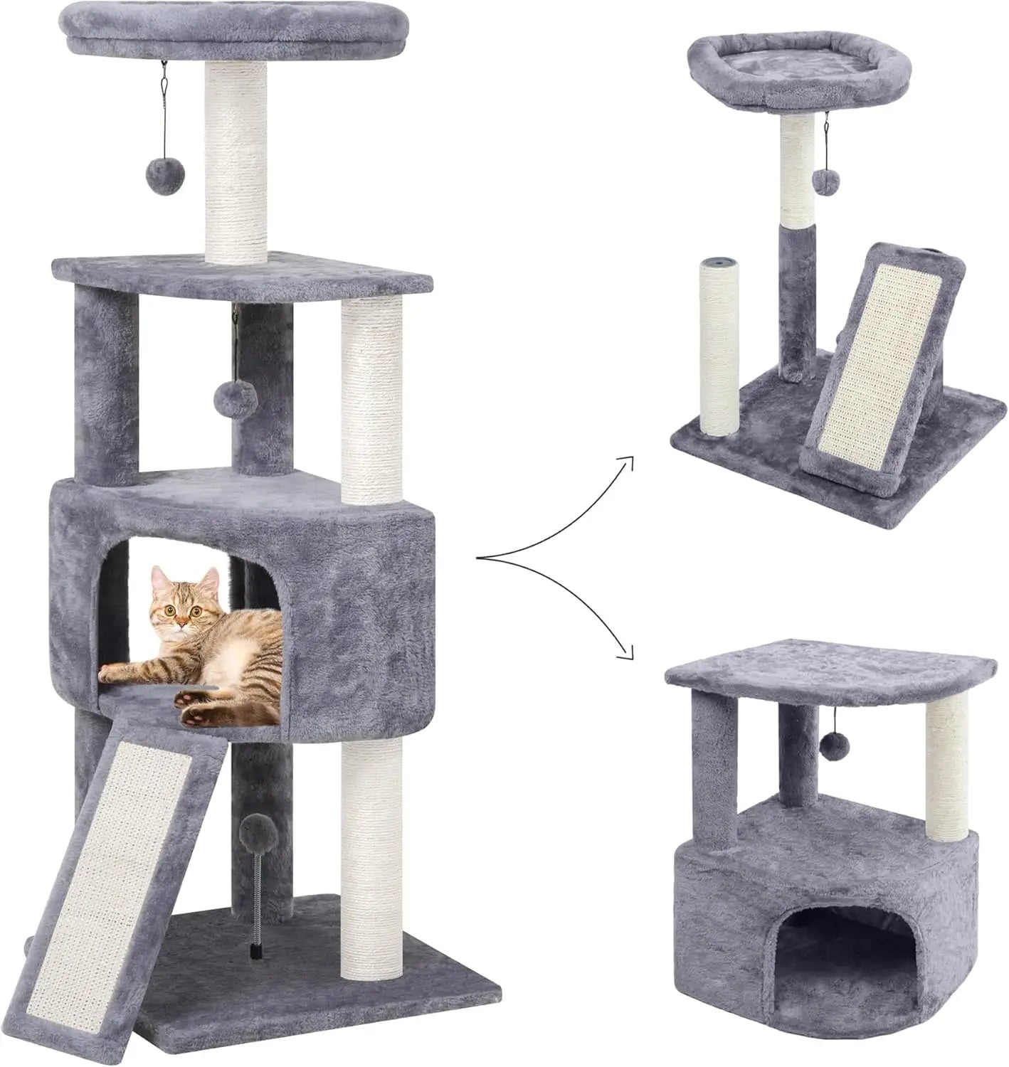 Cat Tree Tower with Big Condo for Indoor Kitten,Cat Tower with Scratching Post,Scratching Board and Cat Toys