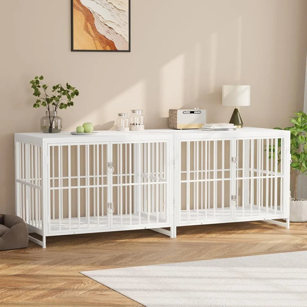38 Inch Heavy Duty Dog Crate Furniture, Decorative Dog Kennel End Table, Wooden Pet House Indoor, Double Door with Double Door