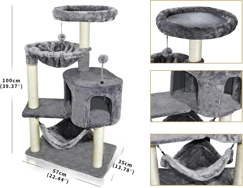 Cat Tree with Cat Condo and Big Hammock