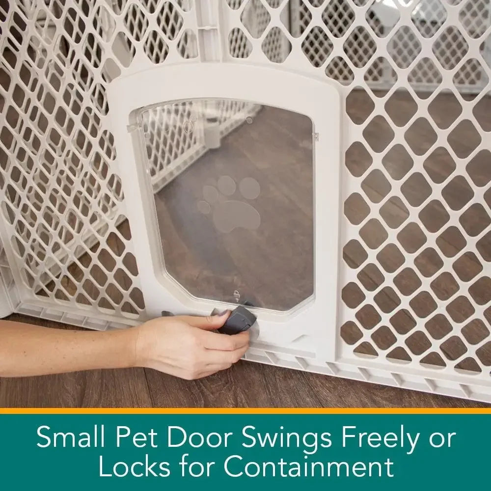 6-Panel Gray Dog Cat Petyard Passage Yard Portable Freestanding Containment Area Swinging Door Weather-Resistant & Easy Travel