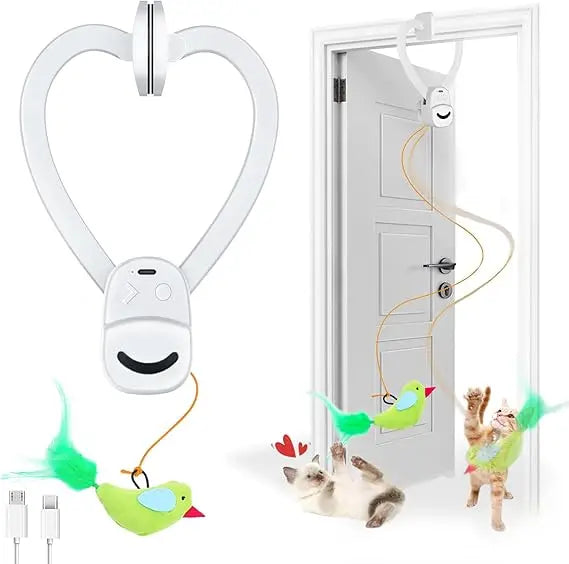 Interactive Cat Toys for Indoor Cats Automatic Electric Flying Bird Feather Wand Toy - Best Kitten & Adult Cat Enrichment Stimul