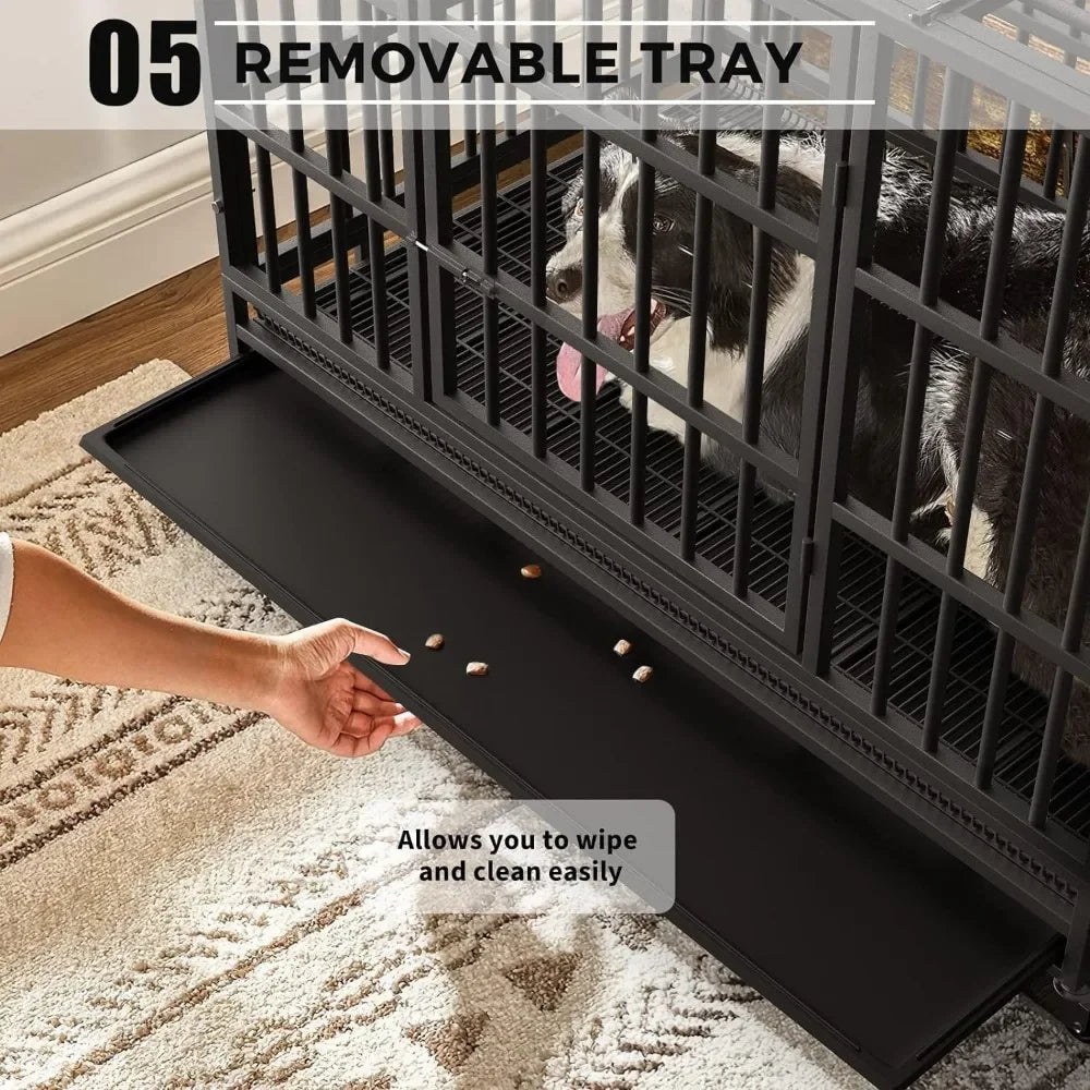 48" Heavy-Duty Dog Crate – Indestructible Kennel for Anxious Dogs, Escape-Proof with Sturdy Locks