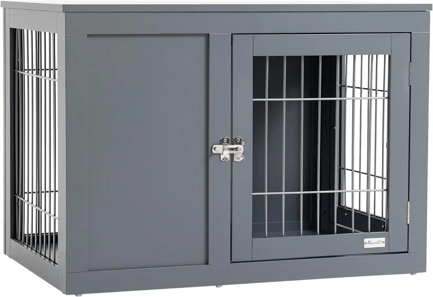Dog Crate Furniture Wire Indoor Pet Kennel Cage, End Table with Double Doors, Locks for Small and Medium Dog House, White