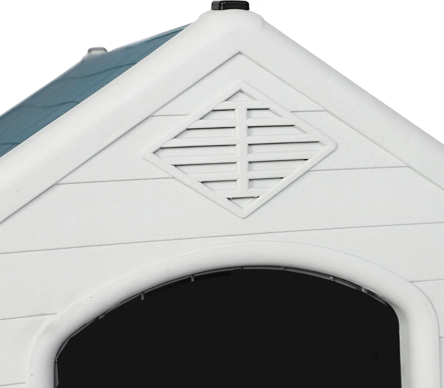 Plastic Outdoor Dog House for Pet Weatherproof Kennel Small to Large Size,Blue & White (L-35.5" L x 37.5" W x 39”H)