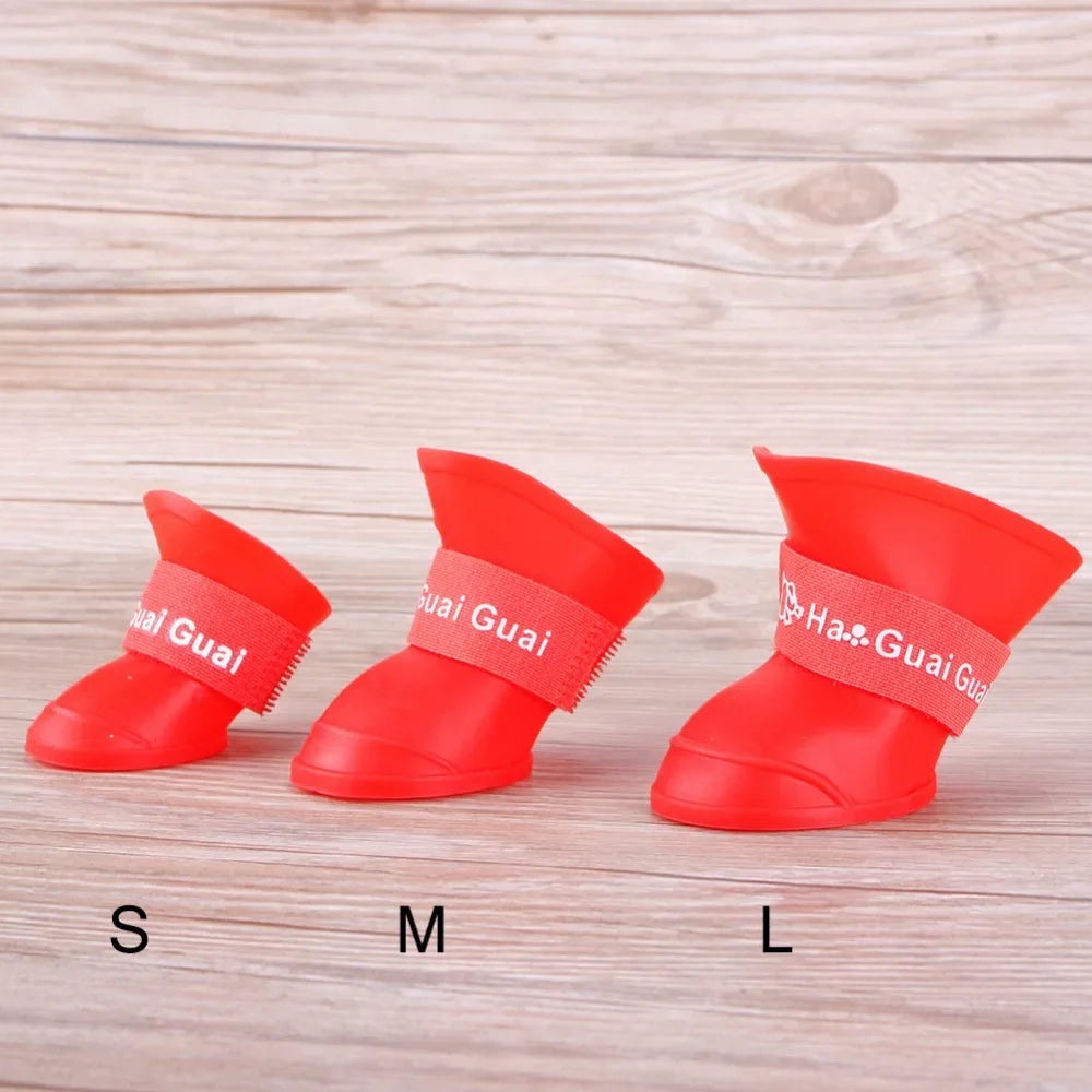 4PCS/SET Dog Boots for Small Dogs  Summer Pet Dog Shoes Waterproof Pet Rain Shoes for Dog Puppy Rubber Boots Durable Shoes