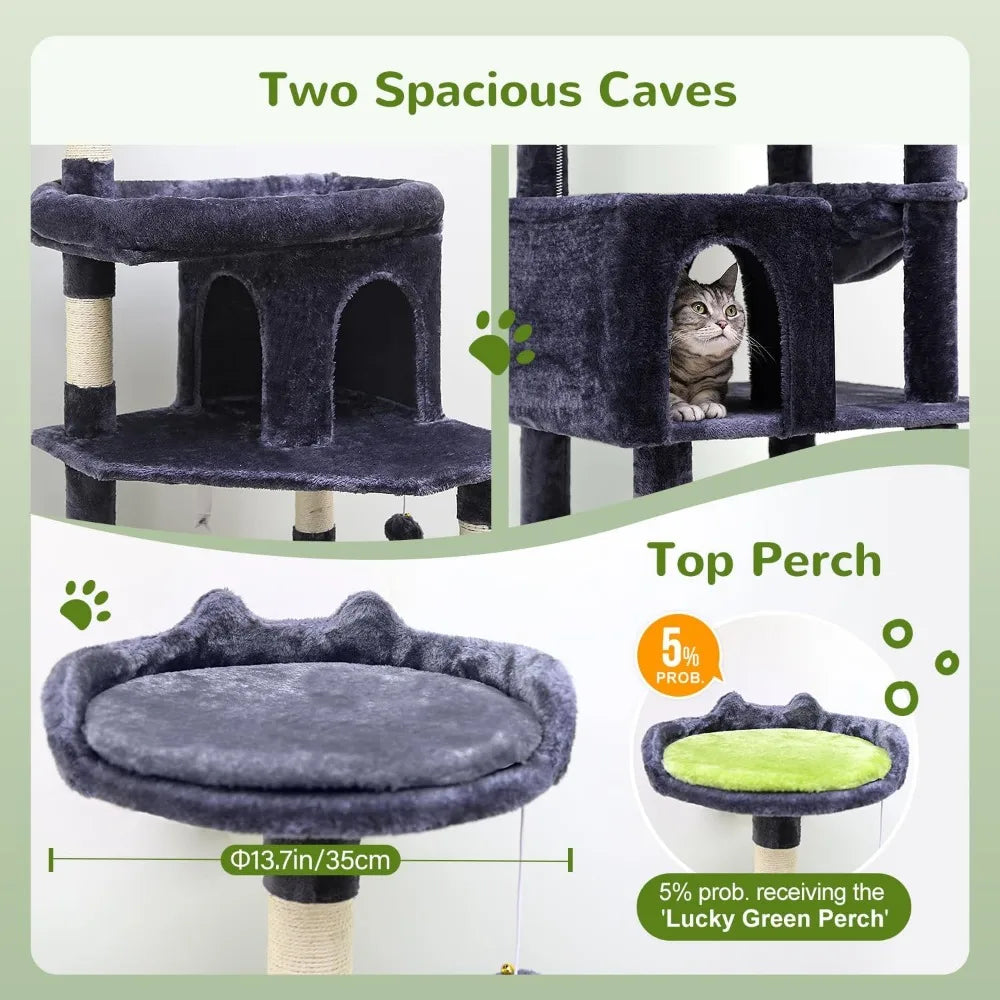 Sturdy Maine Coon Cat Tree for Large Cats Over 20 lbs, 72-inch Heavy Duty Cat Tower