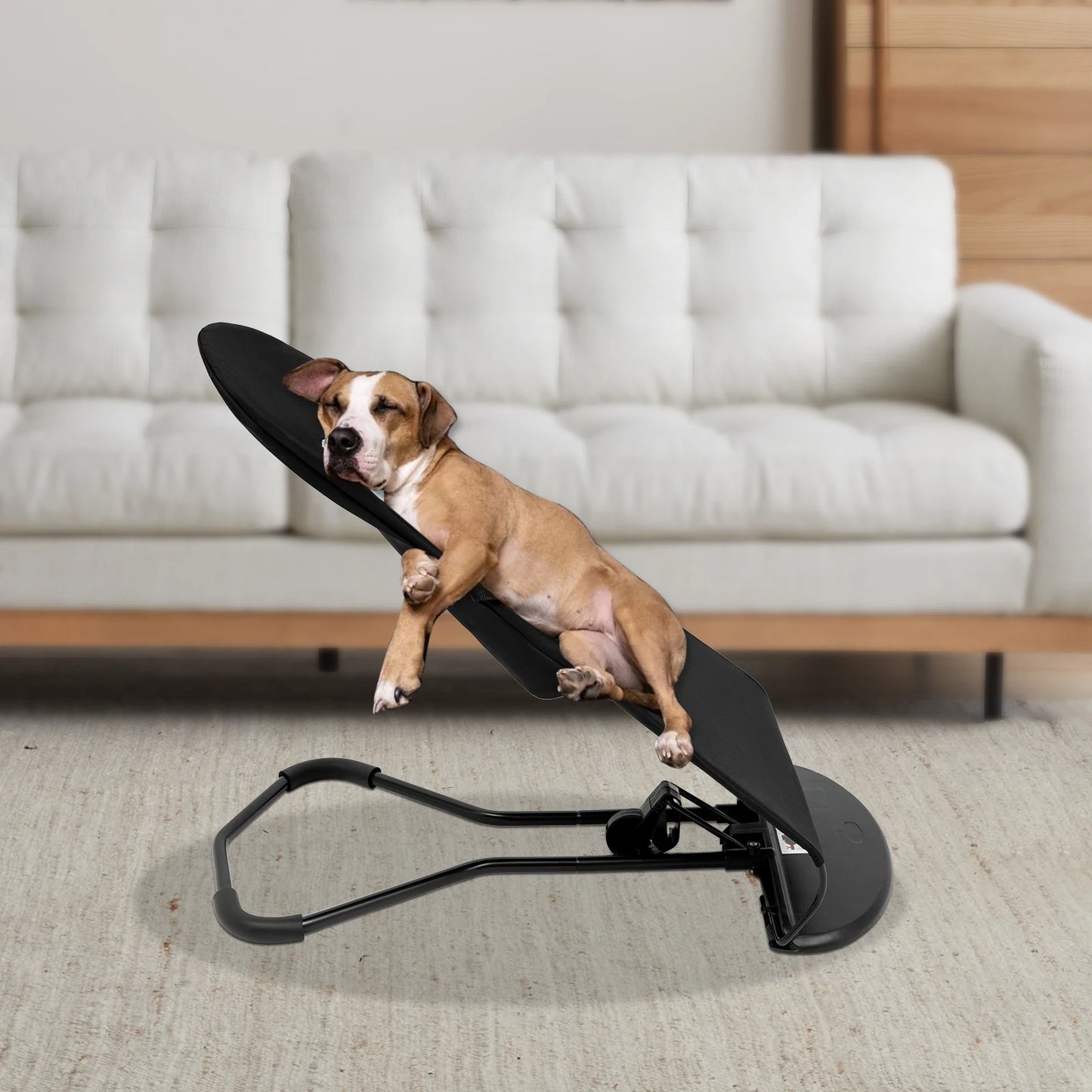 Black Pet Rocking Chair Hardcover Fabric Rocking Chair Folding Rack Portable Foldable Pet Rocker Bed For Pets Less Than 33.07 Lb