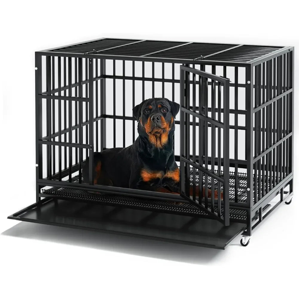 48" Heavy-Duty Dog Crate – Indestructible Kennel for Anxious Dogs, Escape-Proof with Sturdy Locks