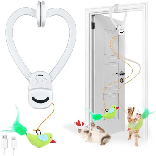 Interactive Cat Toys for Indoor Cats Automatic Electric Flying Bird Feather Wand Toy - Best Kitten & Adult Cat Enrichment Stimul