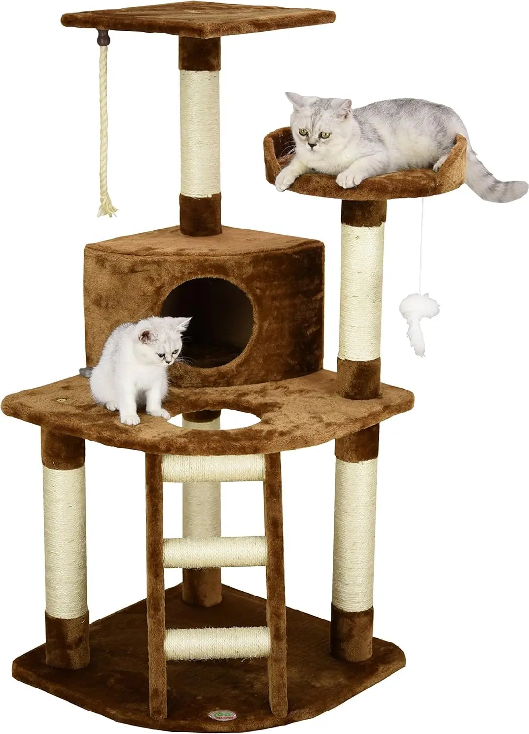 Go Pet Club 48" Corner Cat Tree Kitty Condo Kitten Tower Furniture with Multiple Scratching Posts, Sisal Covered Ladder, Plush C
