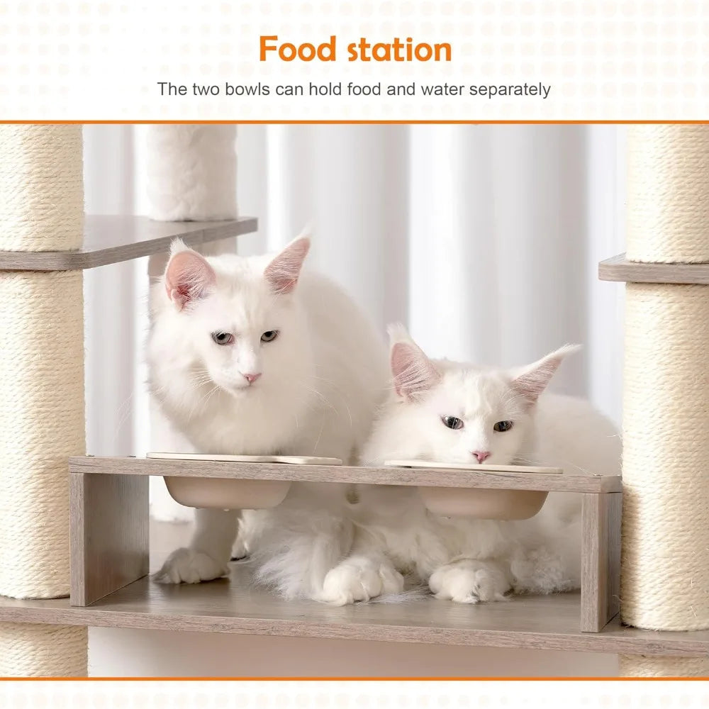 Cat Tree for Maine Coon with Litter Box Enclosure, 72-inch Wooden Cat Tower for Indoor Cats Large Adult, Big Condo