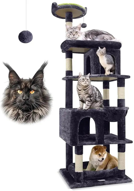 Sturdy Maine Coon Cat Tree for Large Cats Over 20 lbs, 72-inch Heavy Duty Cat Tower