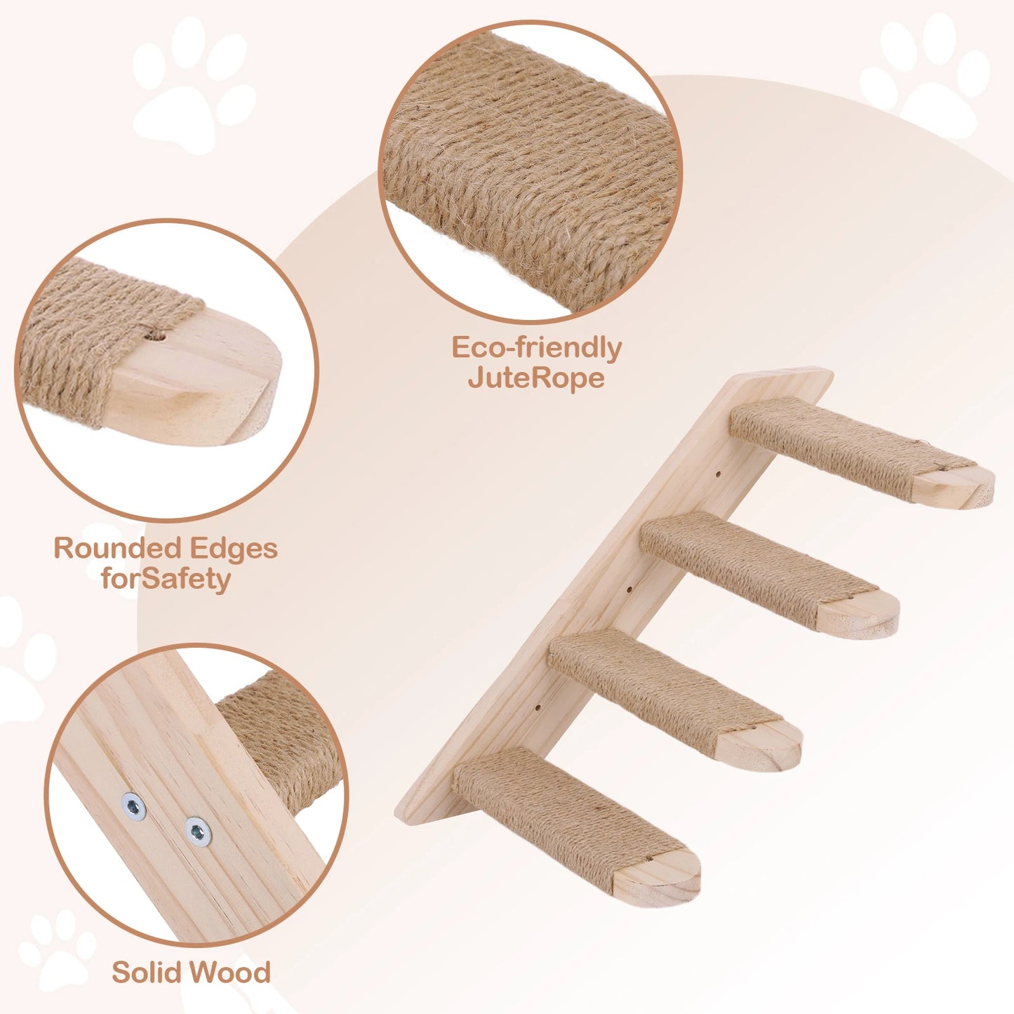 Cat Wall Steps Wooden Cat Climbing Ladder Wall Mounted Cat Climbing Frame for Cats Perch Shelves