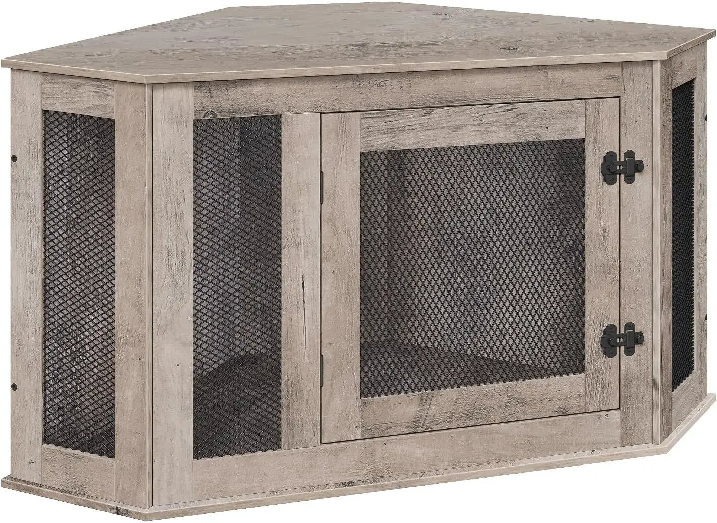 Corner Dog Crate Furniture, Wooden Dog Kennel End Table, Decorative Pet Crate Indoor Use,Dog House for Small Medium Dog