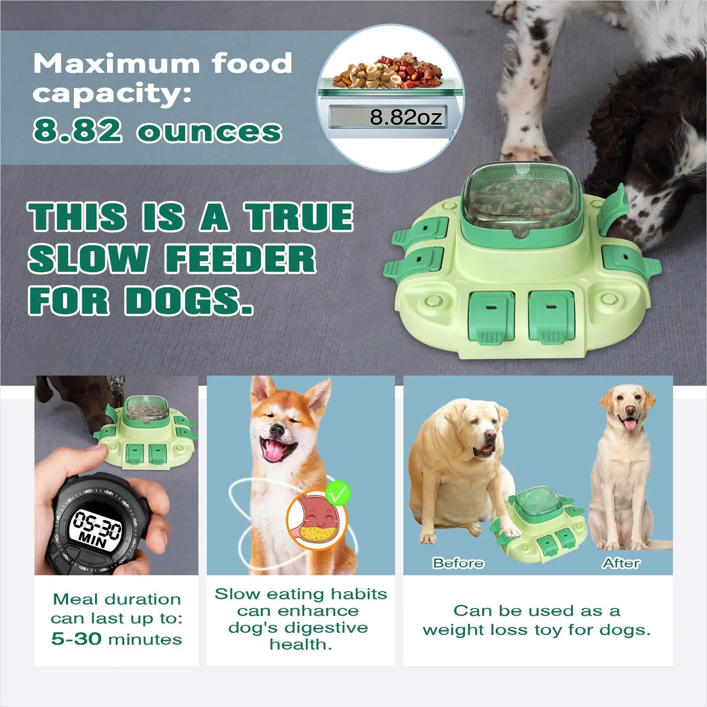 KADTC Dog Puzzle Toys for Small/Medium/Large Dogs Slow Feeder w/Button Level 2 in 1 Boredom Busters Keep Them Busy Enrichment To