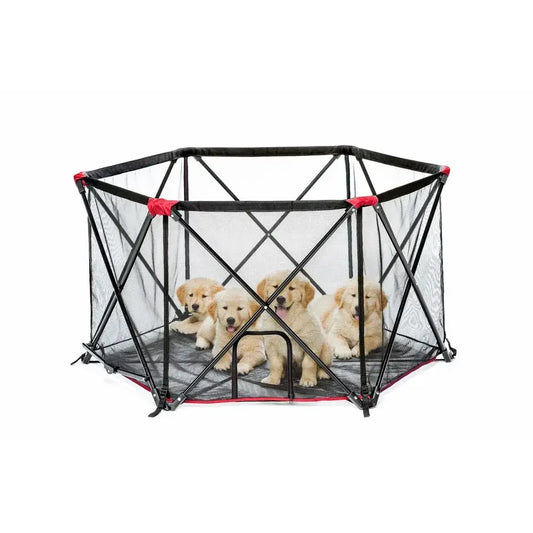 Portable Dog Play Yard Foldable Steel Frame Easy Access Pet Pen Water Resistant and Safe Containment Solution