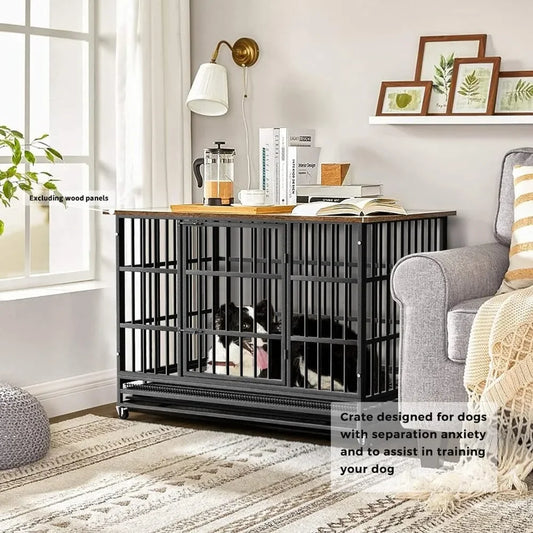 48" Heavy-Duty Dog Crate – Indestructible Kennel for Anxious Dogs, Escape-Proof with Sturdy Locks