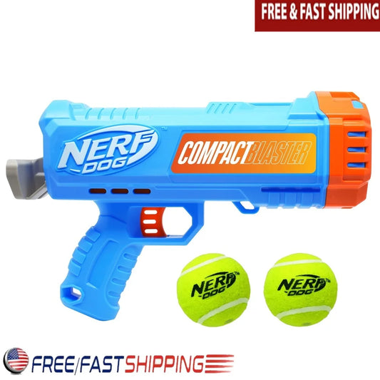 Compact Tennis Ball Launcher Dogs with 2 Balls Hands-Free Pickup Portable 40ft Fetch Toy Easy to Use Chewable Waterproof