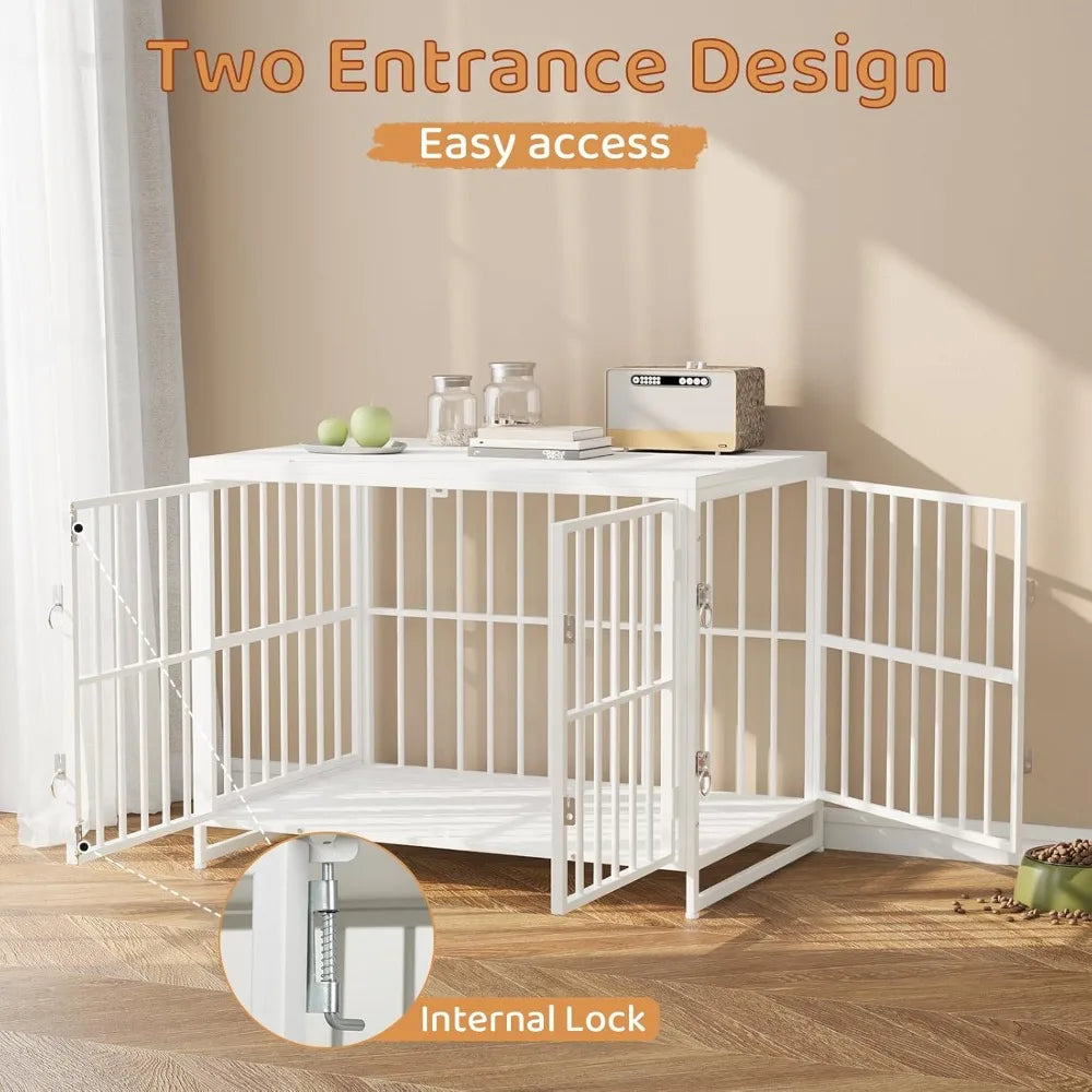 38 Inch Heavy Duty Dog Crate Furniture, Decorative Dog Kennel End Table, Wooden Pet House Indoor, Double Door with Double Door