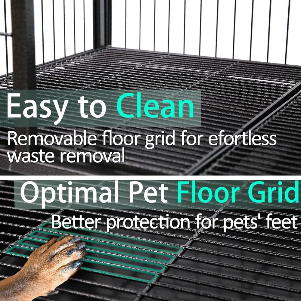 two-tier 30 inch small dog crate, heavy duty drop dog cage for small dogs kennels indoor with auto-locks, removable trays, metal